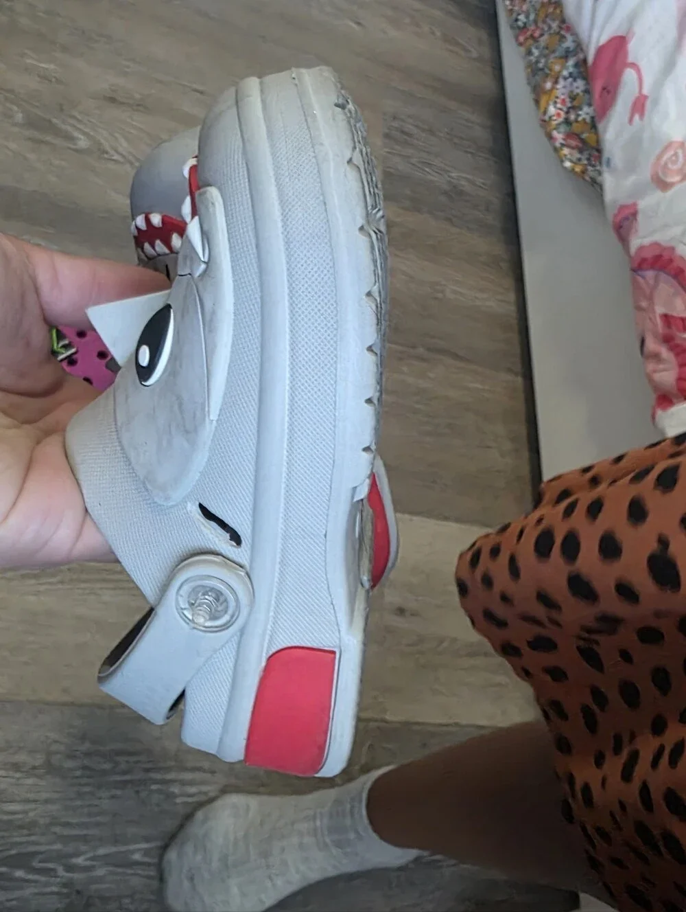 Kids Shark Clog Sandals - Gray with Red Accent